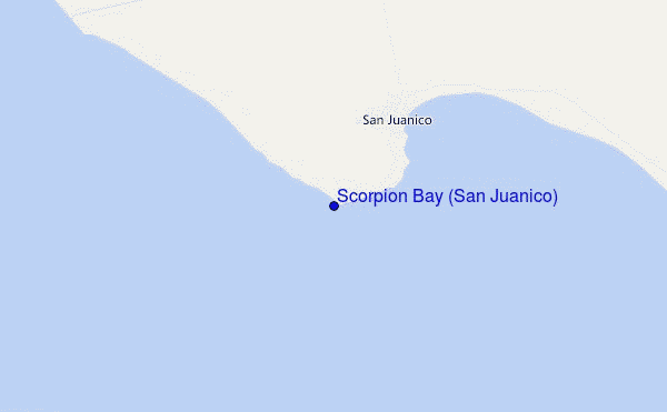 mapa de localização de Scorpion Bay (San Juanico)