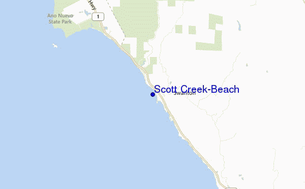 mapa de localização de Scott Creek-Beach