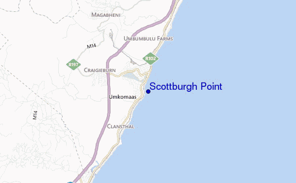 mapa de localização de Scottburgh Point