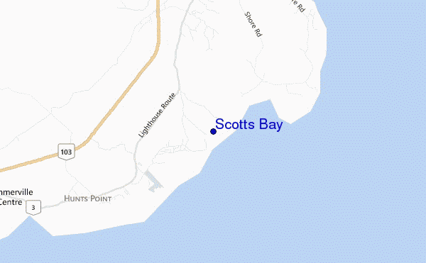 mapa de localização de Scotts Bay