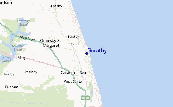 mapa de localização de Scratby