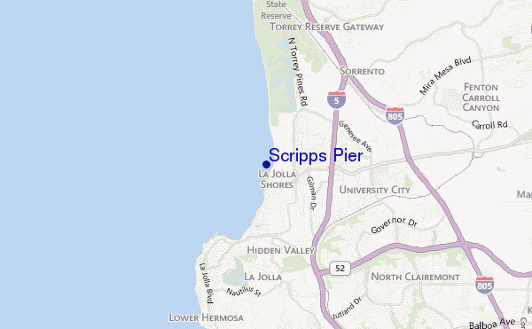 mapa de localização de Scripps Pier