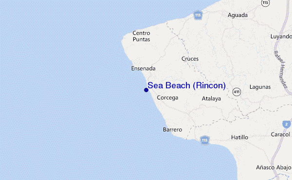 mapa de localização de Sea Beach (Rincon)