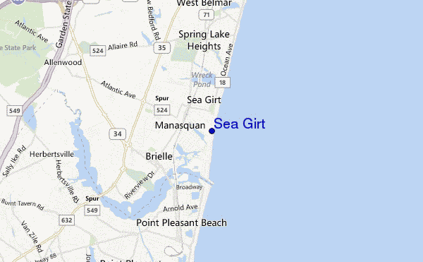 mapa de localização de Sea Girt