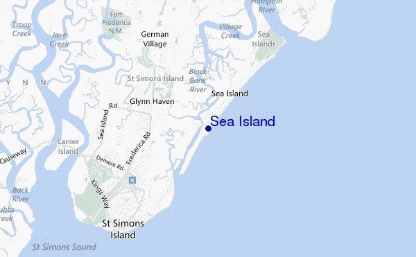mapa de localização de Sea Island