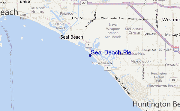 mapa de localização de Seal Beach Pier