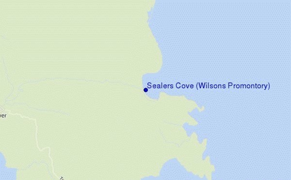 mapa de localização de Sealers Cove (Wilsons Promontory)