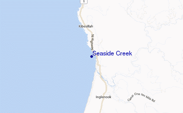 mapa de localização de Seaside Creek