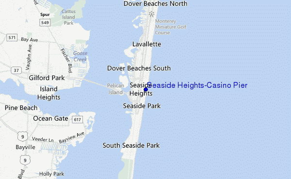 mapa de localização de Seaside Heights/Casino Pier