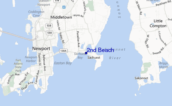 mapa de localização de 2nd Beach