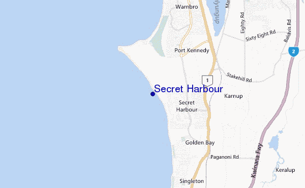 mapa de localização de Secret Harbour