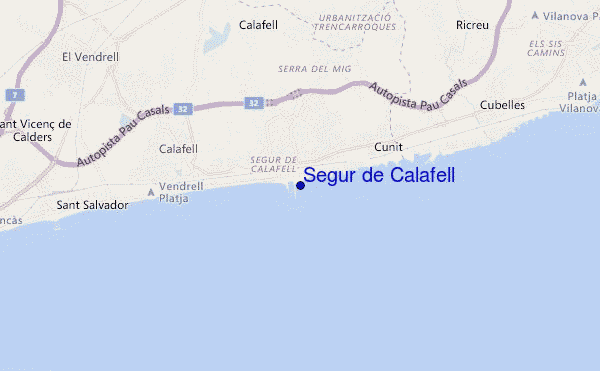 mapa de localização de Segur de Calafell