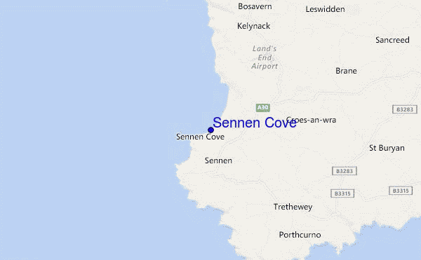 mapa de localização de Sennen Cove