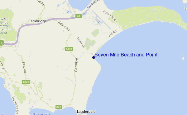 mapa de localização de Seven Mile Beach and Point