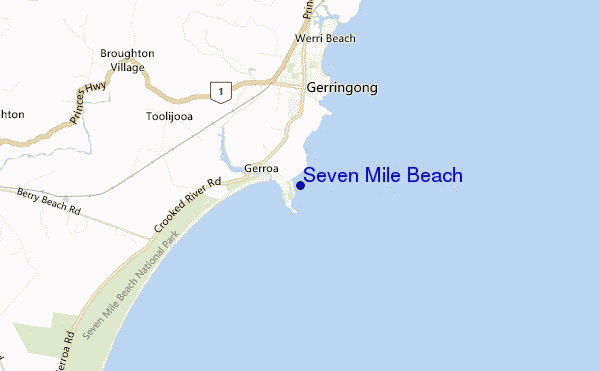 mapa de localização de Seven Mile Beach