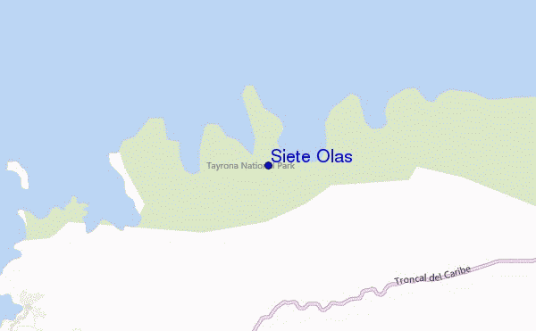 mapa de localização de Siete Olas