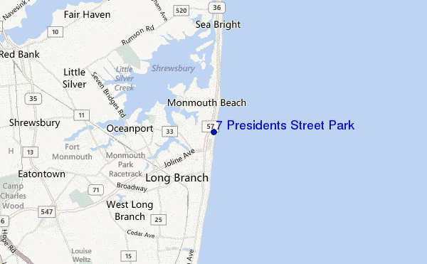 mapa de localização de 7 Presidents Street Park