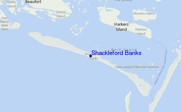 mapa de localização de Shackleford Banks