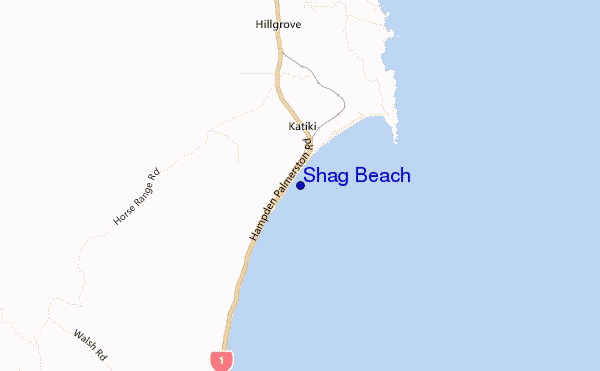 mapa de localização de Shag Beach