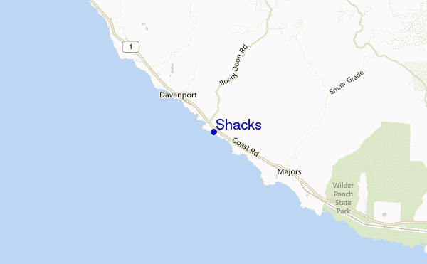 mapa de localização de Shacks