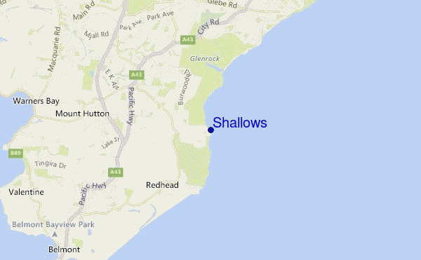 mapa de localização de Shallows