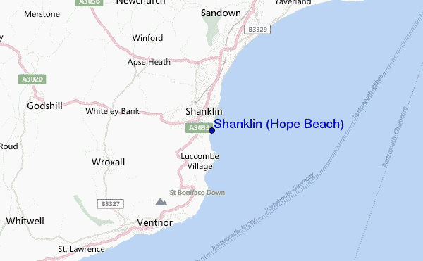 mapa de localização de Shanklin (Hope Beach)