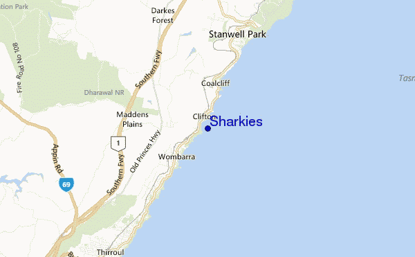 mapa de localização de Sharkies