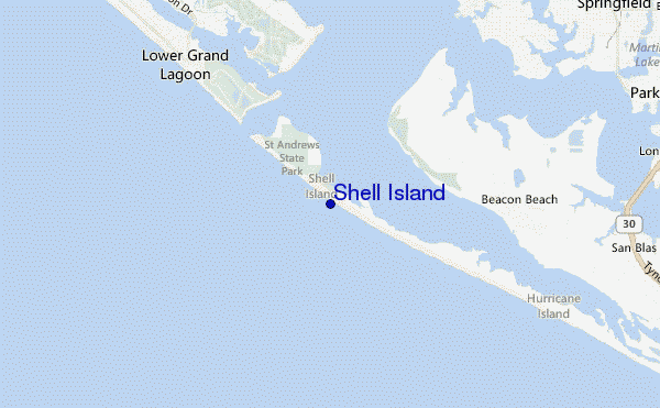 mapa de localização de Shell Island