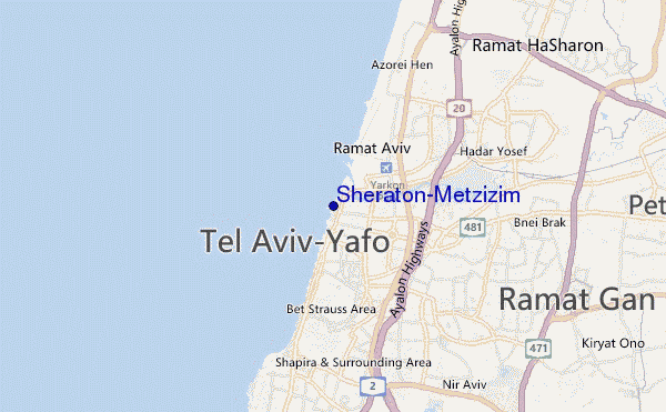 mapa de localização de Sheraton-Metzizim