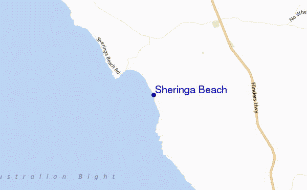 mapa de localização de Sheringa Beach