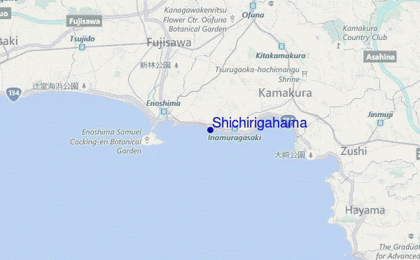 mapa de localização de Shichirigahama