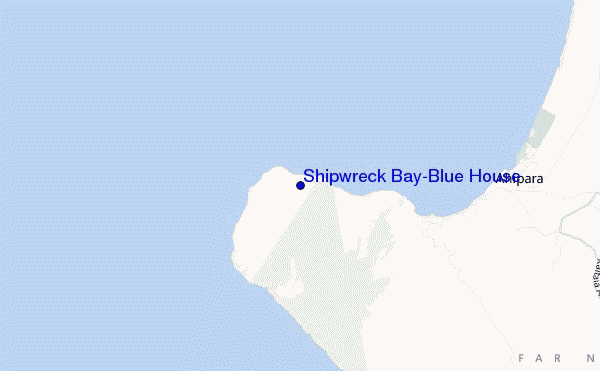 mapa de localização de Shipwreck Bay-Blue House