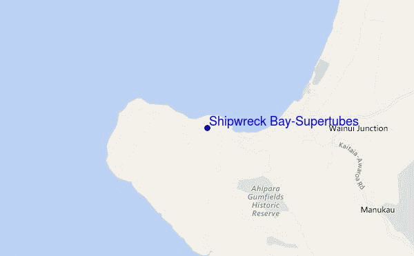 mapa de localização de Shipwreck Bay-Supertubes