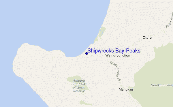 mapa de localização de Shipwrecks Bay-Peaks
