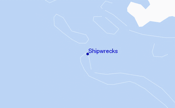 mapa de localização de Shipwrecks