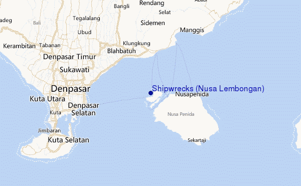 Shipwrecks (Nusa Lembongan) Location Map