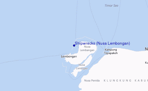 mapa de localização de Shipwrecks (Nusa Lembongan)