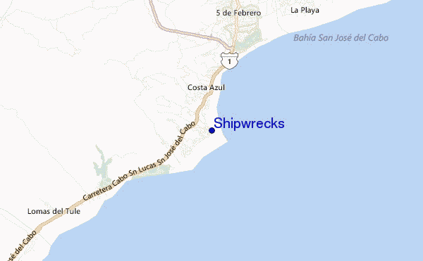 mapa de localização de Shipwrecks