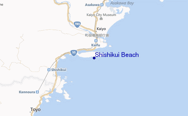 mapa de localização de Shishikui Beach