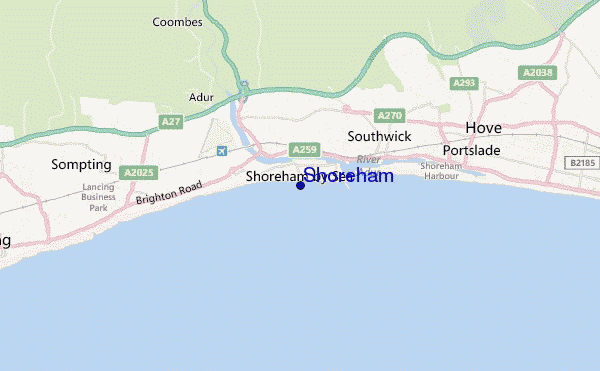 mapa de localização de Shoreham