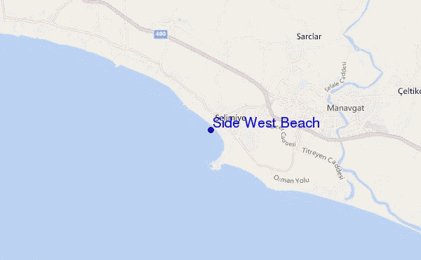 mapa de localização de Side West Beach