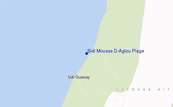 mapa de localização de Sidi Moussa D'Aglou Plage