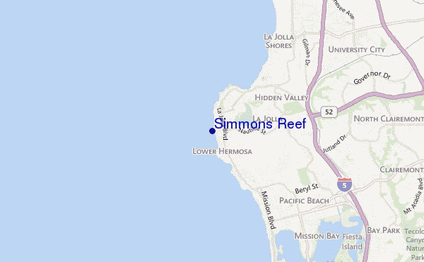 mapa de localização de Simmons Reef