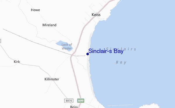 mapa de localização de Sinclair's Bay