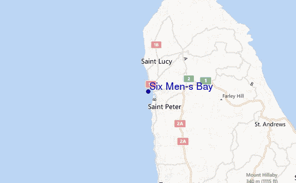 mapa de localização de Six Men's Bay
