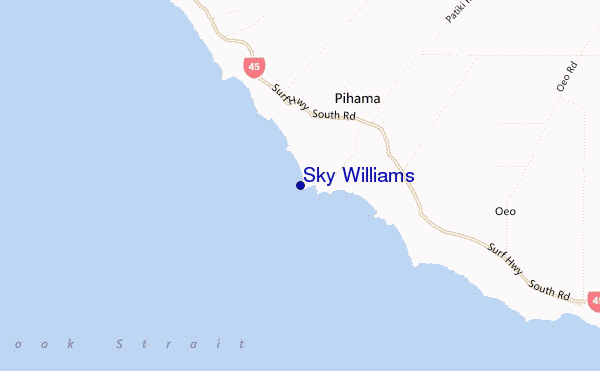 mapa de localização de Sky Williams