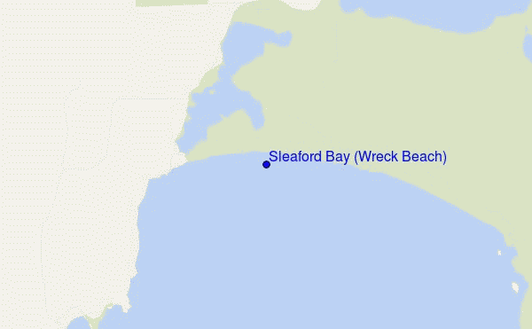 mapa de localização de Sleaford Bay (Wreck Beach)