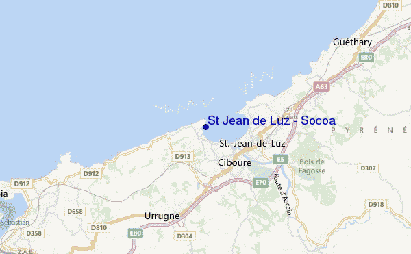 mapa de localização de St Jean de Luz - Socoa