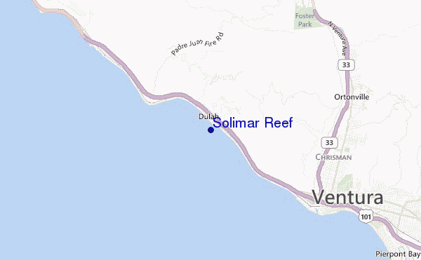 mapa de localização de Solimar Reef