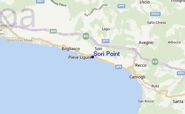 mapa de localização de Sori Point